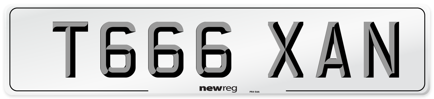 T666 XAN Number Plate from New Reg